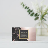 バラ金ゴールド大理石メイクアップアーティストヘアサロンスパ 名刺 (スタンド正面)