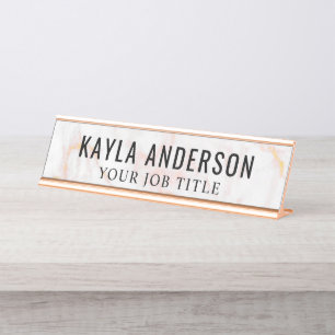 バラ金ゴールド大理石モダン事務所の従業員 デスクネームプレート
