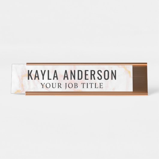 バラ金ゴールド大理石モダン事務所の従業員 デスクネームプレート (正面)