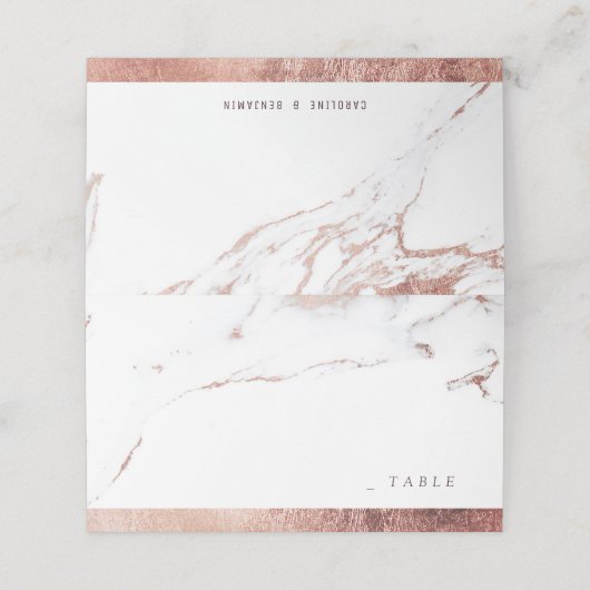 バラ金ゴールド大理石ラグジュアリーモダンズ結婚座席表 プレイスカード (外部開封)