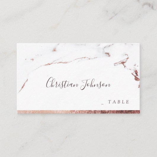 バラ金ゴールド大理石ラグジュアリーモダンズ結婚座席表 プレイスカード (正面)