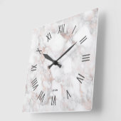 バラ金ゴールド大理石ローマ数字 スクエア壁時計 (傾斜)
