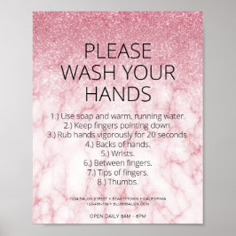 バラ金ゴールド大理石健康安全グリッターヘアサロン ポスター