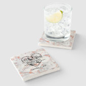 バラ金ゴールド大理石夫妻のハート結婚プレゼント ストーンコースター (横)