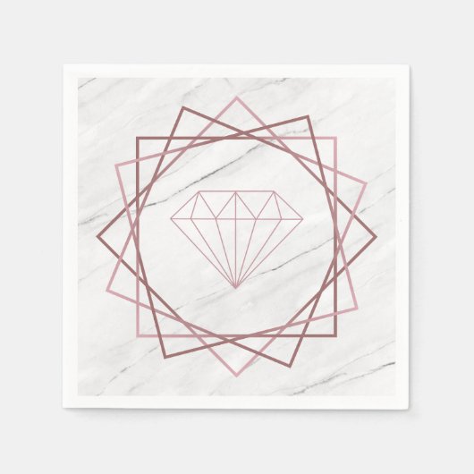 バラ金ゴールド大理石幾何学的ダイヤモンド スタンダードカクテルナプキン (正面)