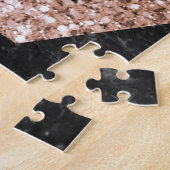 バラ金ゴールド大理石幾何学 ジグソーパズル (側面)