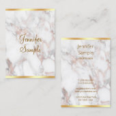 バラ金ゴールド大理石手書きスクリプトテンプレート 名刺 (正面/裏面)