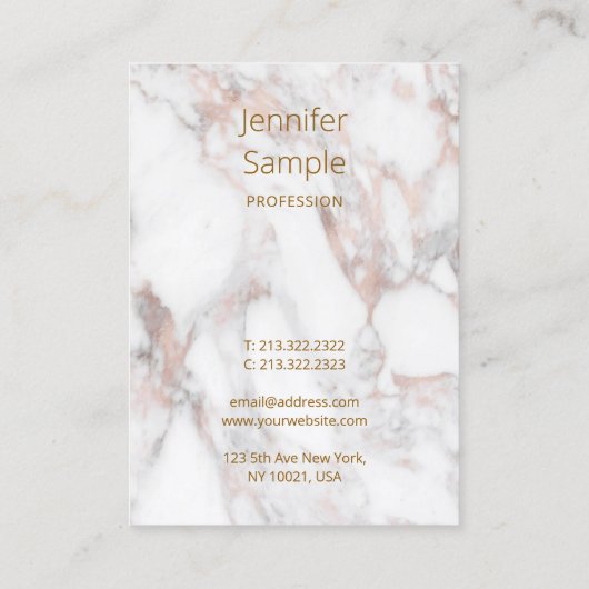 バラ金ゴールド大理石書字スクリプトテンプレート 名刺 (裏面)