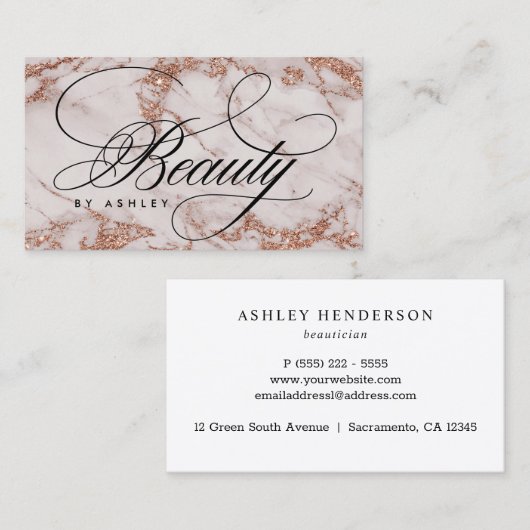 バラ金ゴールド大理石美しい 名刺 (正面/裏面)