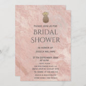 バラ金ゴールド大理石金ゴールドパイナップルブライダルシャワー 招待状 (正面/裏面)