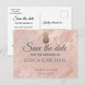 バラ金ゴールド大理石金ゴールドパイナップル日付を保存 案内ポストカード (正面/裏面)