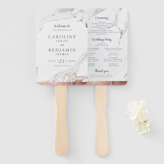 バラ金ゴールド大理石高級モダン結婚計画 ハンドファン (正面&裏面)