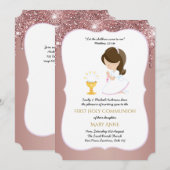 バラ金ゴールド女子フローラファーストホーリーコミュニオンインヴィータ 招待状 (正面/裏面)