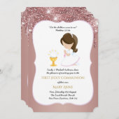 バラ金ゴールド女子フローラファーストホーリーコミュニオンインヴィータ 招待状 (正面/裏面)