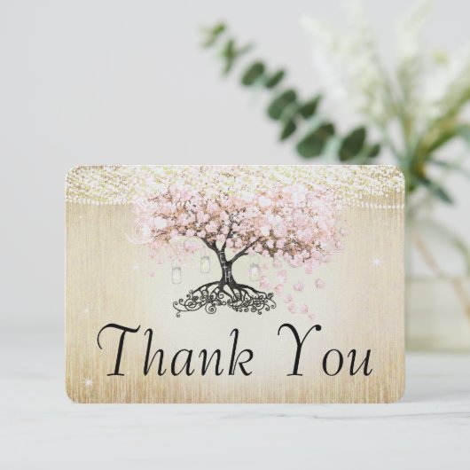 バラ金ゴールド妖精ライトハートリーフツリーありがとう サンキューカード (スタンド正面)