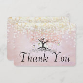 バラ金ゴールド妖精ライトハートリーフツリーありがとう サンキューカード (正面/裏面)