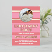 バラ金ゴールド婚約パーティ写真 箔招待状 (立ち正面)