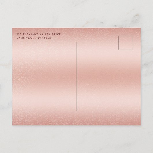 バラ金ゴールド婚約写真発表葉書 案内ポストカード (裏面)