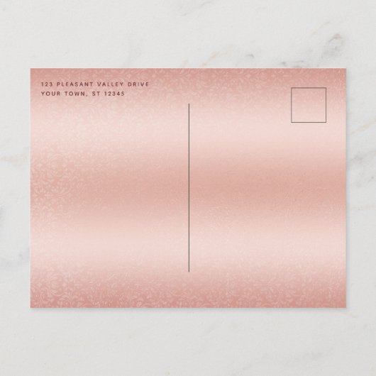 バラ金ゴールド婚約発表葉書 案内ポストカード (裏面)