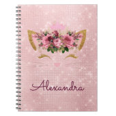 バラ金ゴールド子猫スパークルプリンセスモノグラム名 ノートブック (正面)