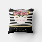 バラ金ゴールド子猫プリンセス白黒線  クッション (裏面)