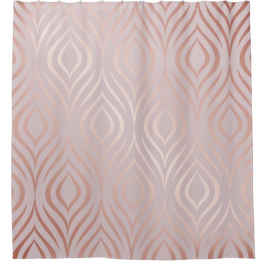 バラ金ゴールド孔雀の羽,ヴィンテージ シャワーカーテン (正面)