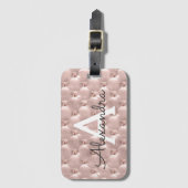 バラ金ゴールド宝石クラシック付きモノグラム名 ラゲッジタグ (正面縦)