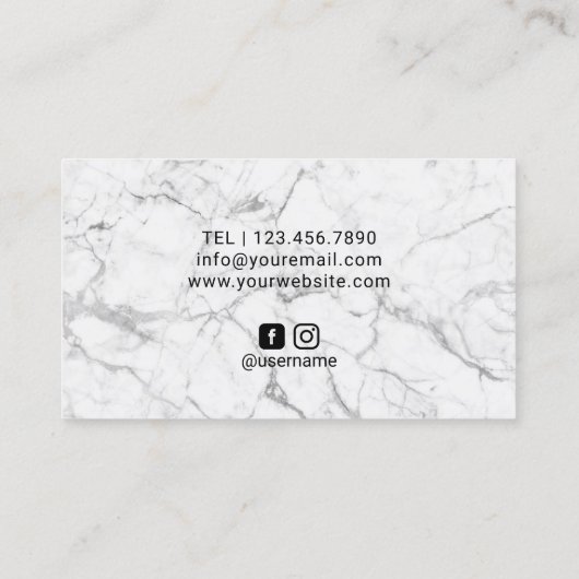 バラ金ゴールド幾何モダンブラックグリッターサロン 名刺 (裏面)