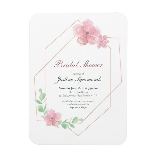 バラ金ゴールド幾何学フローラブライダルシャワー マグネット (縦)