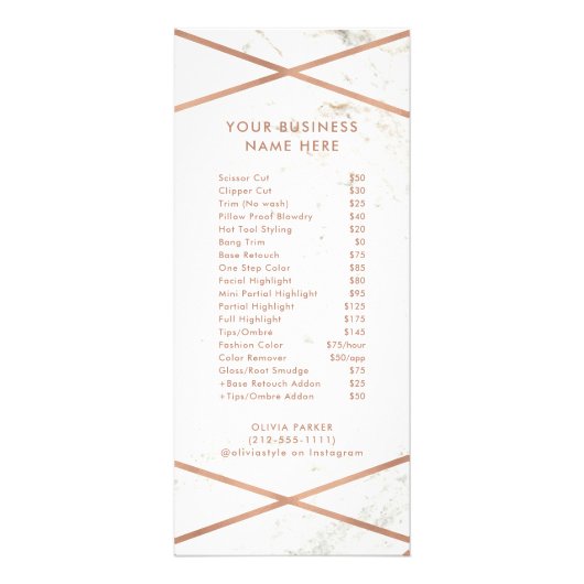 バラ金ゴールド幾何学大理石価格リストサービス ラックカード (正面)