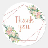 バラ金ゴールド幾何学模様と花感謝していあなた ラウンドシール (正面)