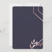 バラ金ゴールド幾何学模様ネイビー結婚ブルー 招待状 (裏面)