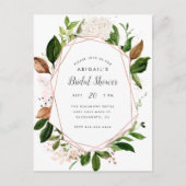 バラ金ゴールド幾何学水色フローラブライダルショウ インビテーションポストカード (正面)