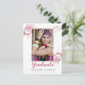 バラ金ゴールド幾何学的な写真の卒業発表 ポストカード (スタンド正面)