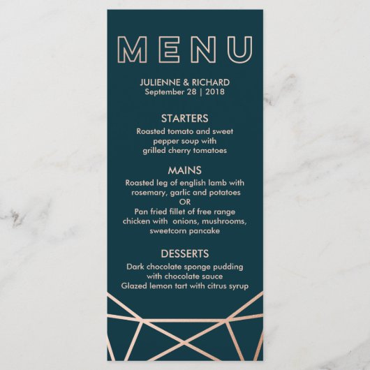 バラ金ゴールド幾何学的ダイヤ結婚モンドのメニュー メニュー (正面)