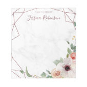 バラ金ゴールド幾何学的フローラボヘミアパーソナライズされた ノートパッド (正面)