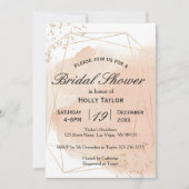 バラ金ゴールド幾何学的ブライダルシャワー招待 招待状 (正面)