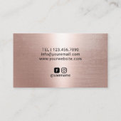 バラ金ゴールド幾何学的ブラックグリッター美しいサロン 名刺 (裏面)