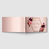 バラ金ゴールド幾何学的ブルガンディーピンク花模様結婚ズ ゲストブック (全面)