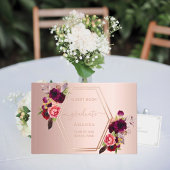 バラ金ゴールド幾何学的ブルゴーニュ花模様卒業 ゲストブック