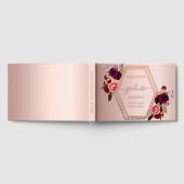 バラ金ゴールド幾何学的ブルゴーニュ花模様卒業 ゲストブック (全面)