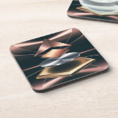 バラ金ゴールド幾何学的プラスチックコースターセット コースター (左側)