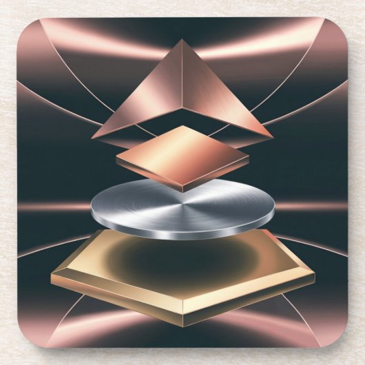 バラ金ゴールド幾何学的プラスチックコースターセット コースター (正面)