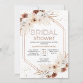 バラ金ゴールド幾何学的ボホフローラブライダルシャワー 招待状 (正面)