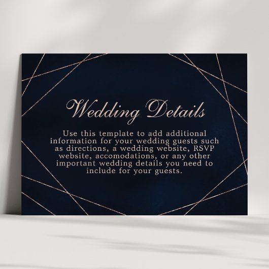 バラ金ゴールド幾何学的ミッドナイト結婚ブルーの詳細 エンクロージャーカード