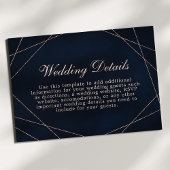 バラ金ゴールド幾何学的ミッドナイト結婚ブルーの詳細 エンクロージャーカード