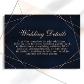 バラ金ゴールド幾何学的ミッドナイト結婚ブルーの詳細 エンクロージャーカード