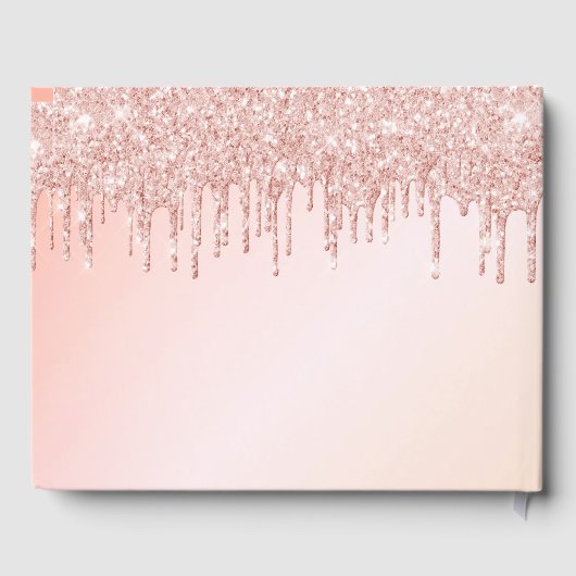 バラ金ゴールド幾何学的花模様グリッタードライ結婚プ ゲストブック (裏面)