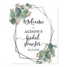 バラ金ゴールド幾何学骨格ユーカリブライダルシャワー