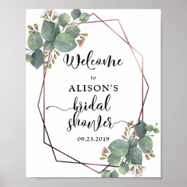 バラ金ゴールド幾何学骨格ユーカリブライダルシャワー ポスター